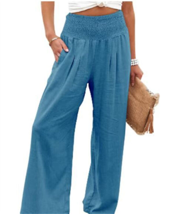 Women's Pants Casual Wide Leg Cotton Linen Loose Trousers - Image 2