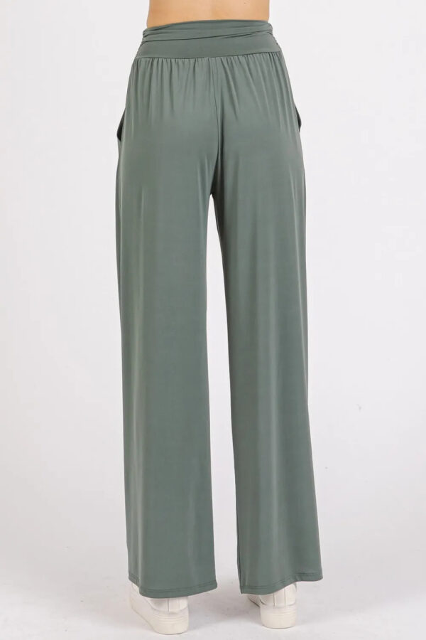 Mittoshop Stretch Banded Waist Wide Leg Pants With Pockets - Image 4