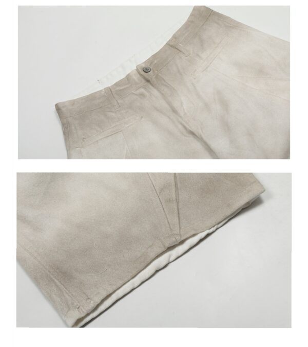Retro Distressed Dirty White Wide Leg Pants Casual Trousers - Image 4