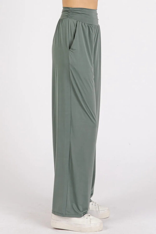 Mittoshop Stretch Banded Waist Wide Leg Pants With Pockets - Image 3