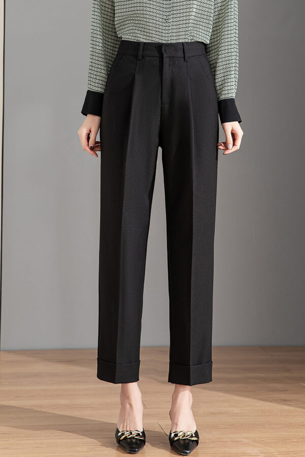 Women's Straight Loose High Waist Draped Casual Pants - Image 3