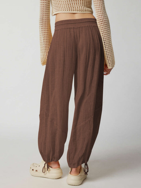 Loose Wide Leg Pants Women Drawstring Leggings Trousers - Image 4