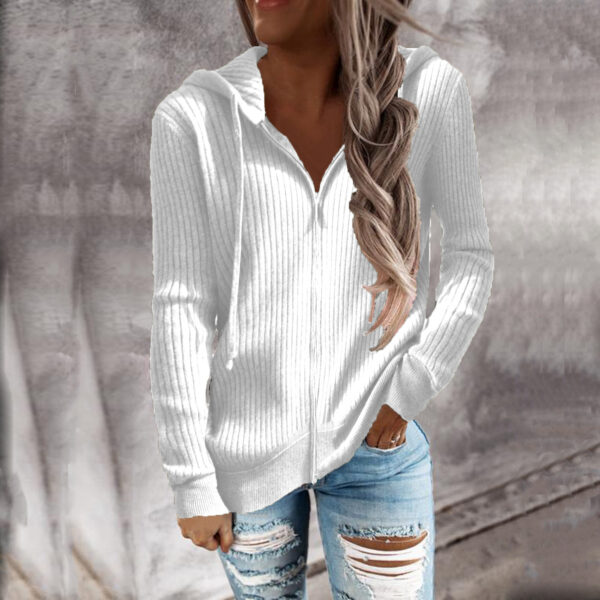 Women's Sweatshirt Loose Zip Long Sleeve Hooded Jacket - Image 2