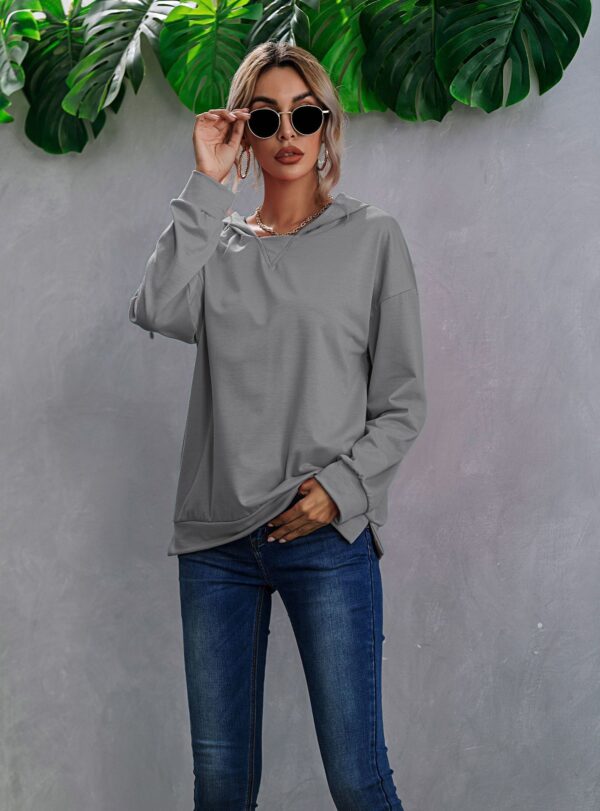 European And American Fleece Hooded Pullover Sweater Women's Color Matching - Image 6