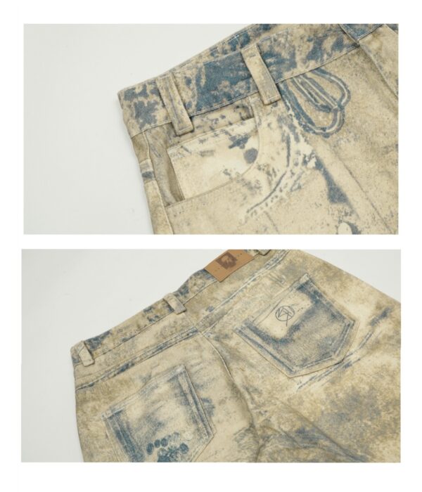 Retro 3D Printing Laser Full Printed Washed Jeans - Image 7