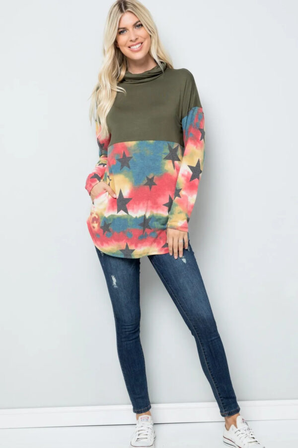 Celeste Full Size Tie-Dye Star Print Long Sleeve Blouse - Image 3