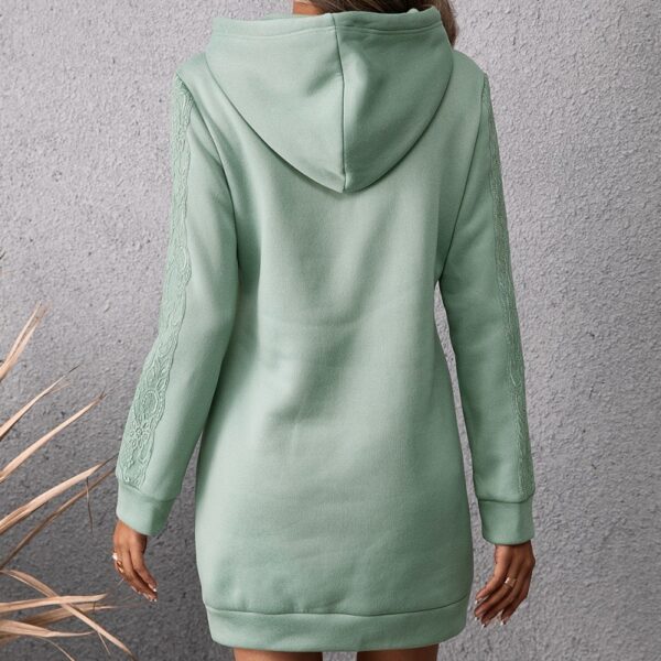 Loose Casual Solid Color Mid Length Hooded Sweater Women - Image 5