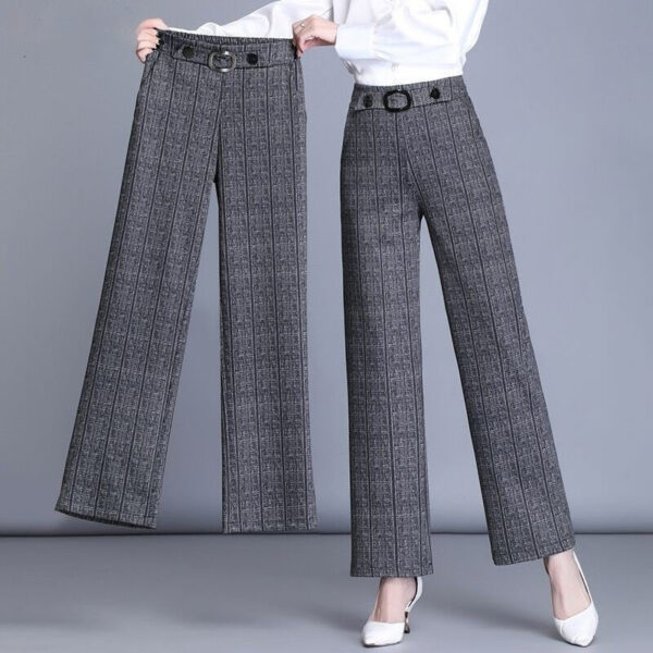 High Waist Plus Size Wide Leg Pants Casual Straight Trousers - Image 2