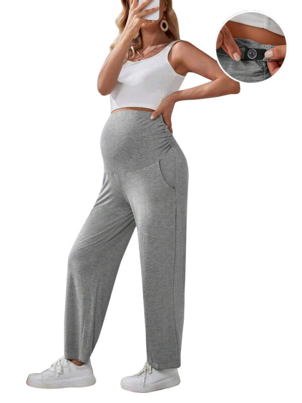 New Female Pregnant Women Straight-leg Pants Loose Clinch Adjustable Plus Size - Image 4