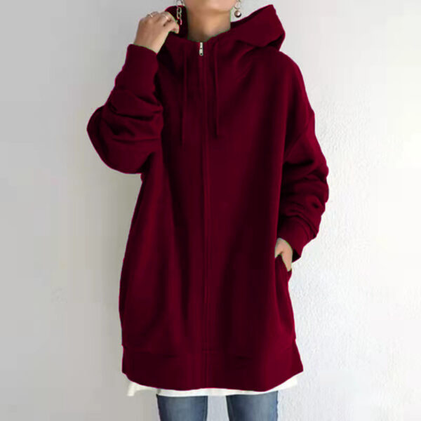 Women's Fuzzy Hoodies Long Sport Pullover Hoodie Full-Zip Hoodie Sweatshirt - Image 5