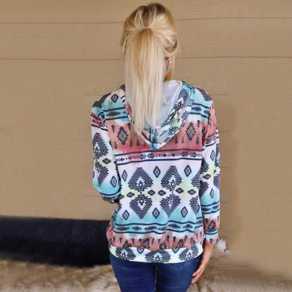 Fashion Printed Long-Sleeved Hooded Casual Loose Sweater - Image 4