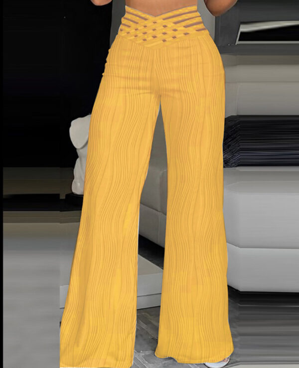 Jacquard Stretch Fabric Bootcut Pants Women - Image 8