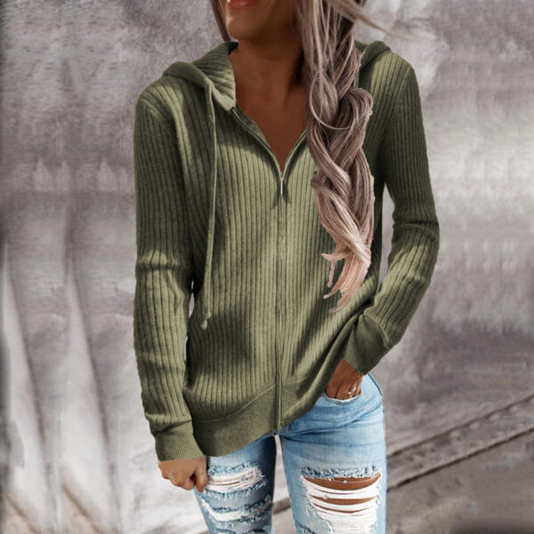 Women's Sweatshirt Loose Zip Long Sleeve Hooded Jacket - Image 3