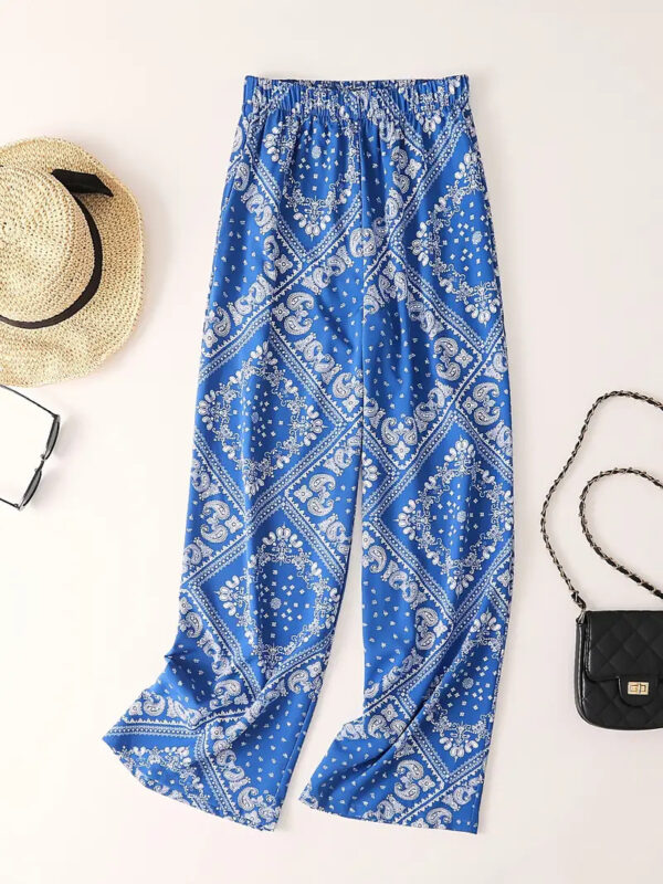 Women's Paisley Scarf Print Wide Leg Bohemian Casual Loose Pants - Image 6