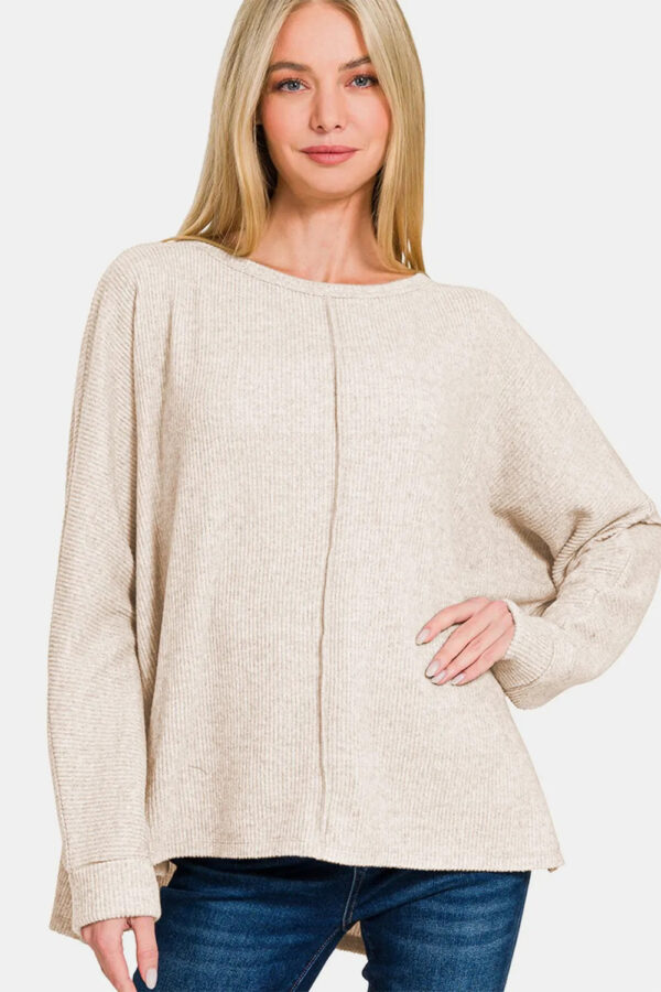 Zenana High-Low Side Slit Round Neck T-Shirt - Image 2