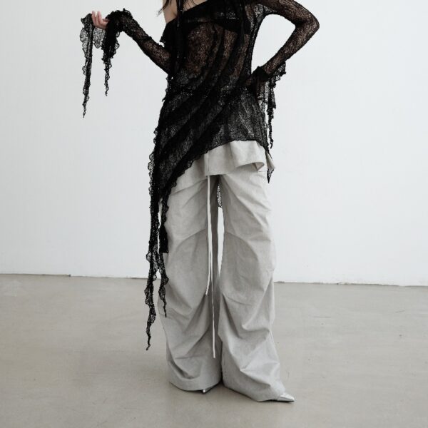 Washed Dirty Dyed Cotton Two-piece Removable Flounced Skirt Swing Casual Pants - Image 2