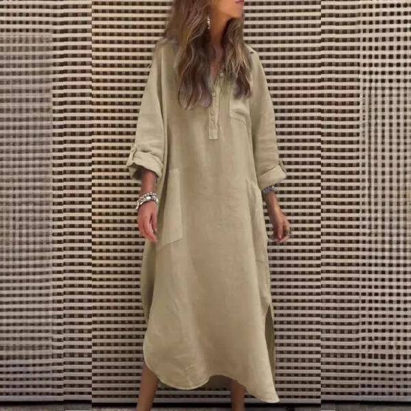New Autumn And Winter Elegant Solid Color Irregular Dress - Image 3
