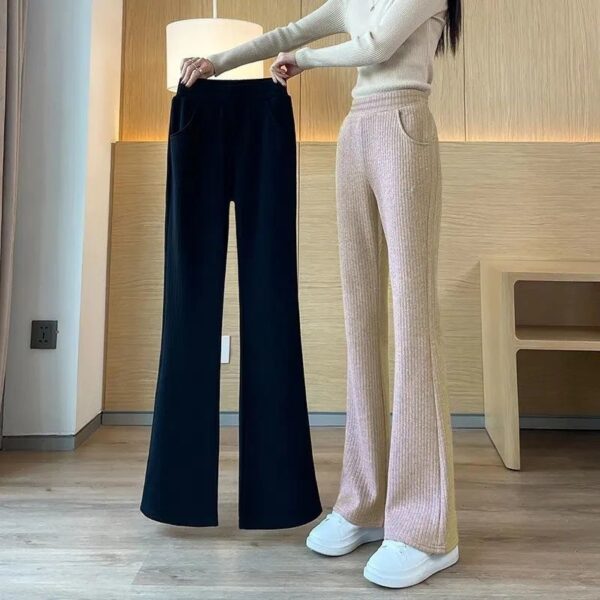 All-matching Straight Casual Fleece And Thick Slightly Flared Wide-leg Pants For Women - Image 9