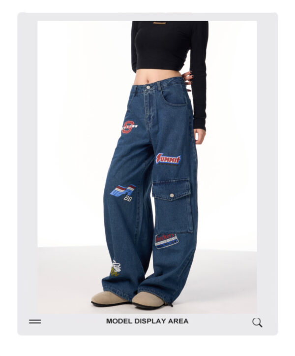 American Retro Stamp Printing Cargo Jeans - Image 3