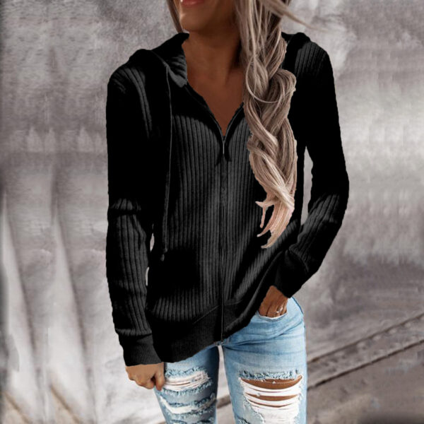 Women's Sweatshirt Loose Zip Long Sleeve Hooded Jacket - Image 8