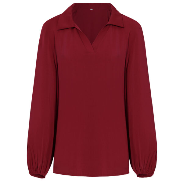 Women's Solid Color V-neck Shirt With A Niche Design - Image 6