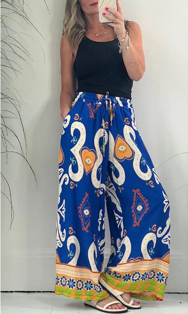 Women's Printed Pocket Loose Wide-leg Pants - Image 5