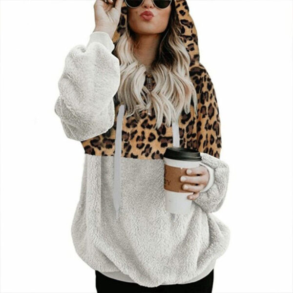 Leopard Print Hooded Sweater Loose Fall Winter Women Clothes - Image 7