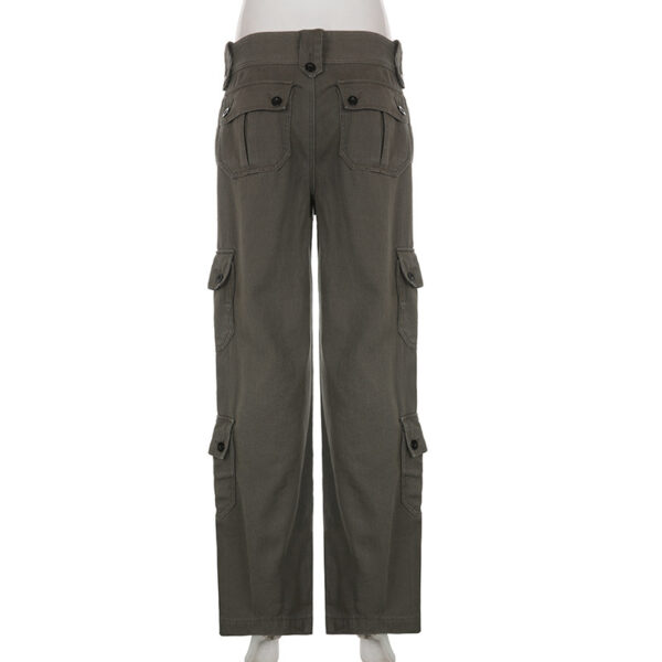 Low-Rise Multi-Pocket Pressed Loose Cargo Pants - Image 4