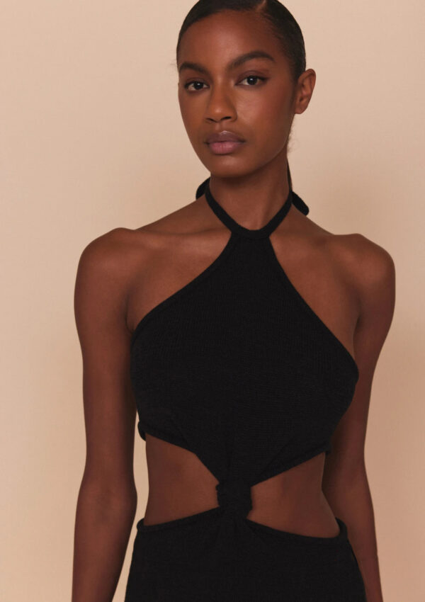 New Women's Sexy Knitted Halter Neck Strapless Dress - Image 6