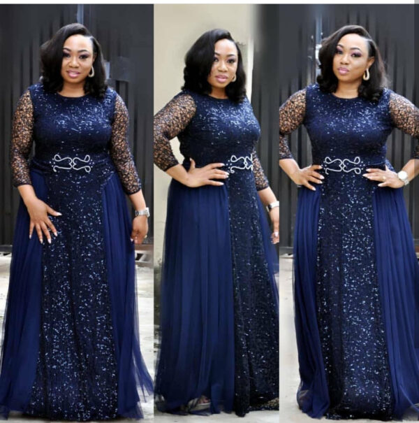 Round Neck Sleeve Dress Evening Party Long Dress - Image 5