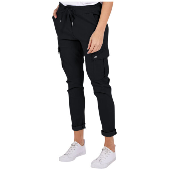 Casual Cargo Pants With Pockets Solid Color Drawstring Waist Pencil Trousers For Women - Image 3