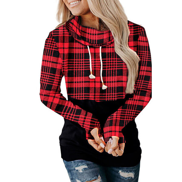 Checked Coat With Hood And Lace Up Padded Sweatshirt - Image 3