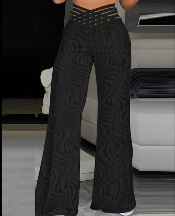 Jacquard Stretch Fabric Bootcut Pants Women - Image 2