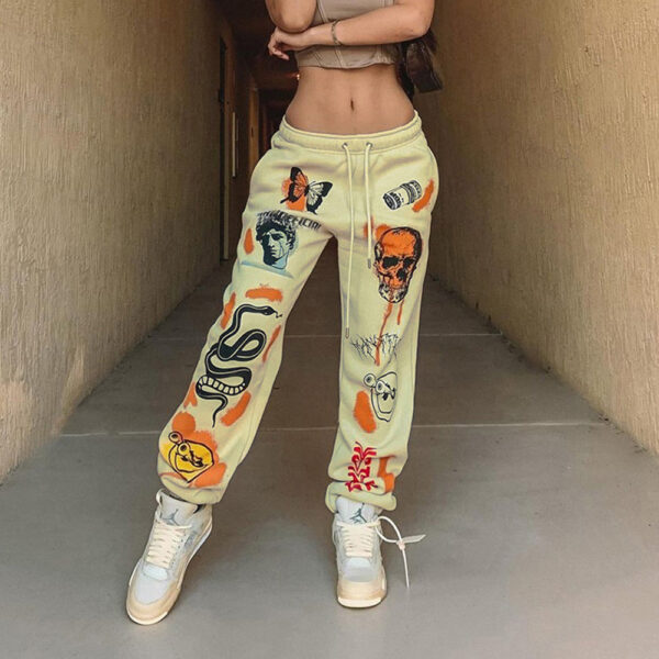 Women's Pants Skull Element Trend Printing Plus Velvet - Image 8