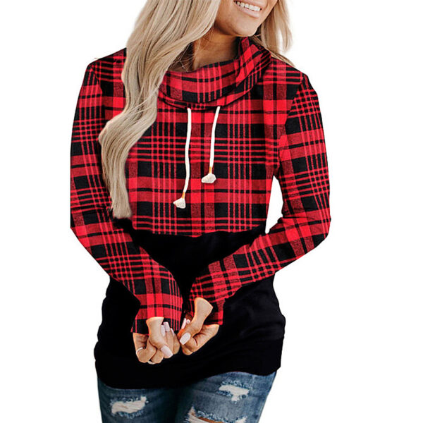 Checked Coat With Hood And Lace Up Padded Sweatshirt - Image 2