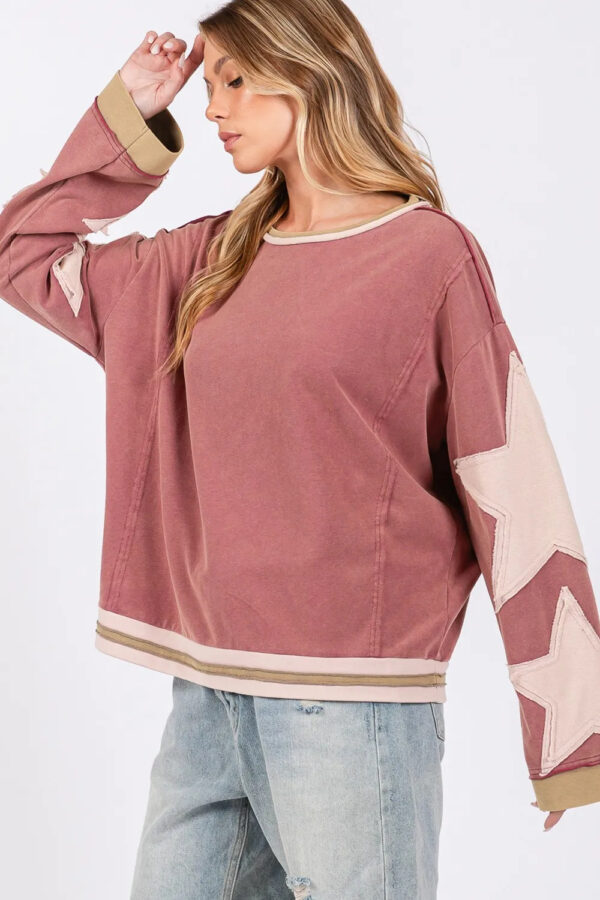 SAGE  FIG French Terry Star Applique Patch Sweatshirt - Image 2