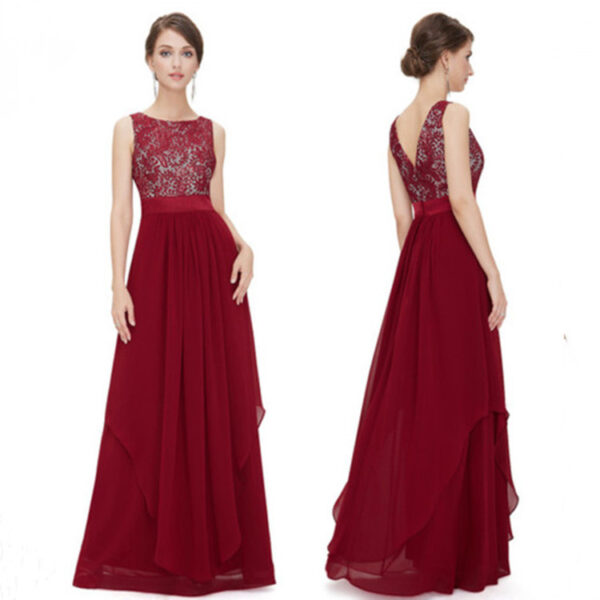 Lace spliced chiffon dress - Image 8