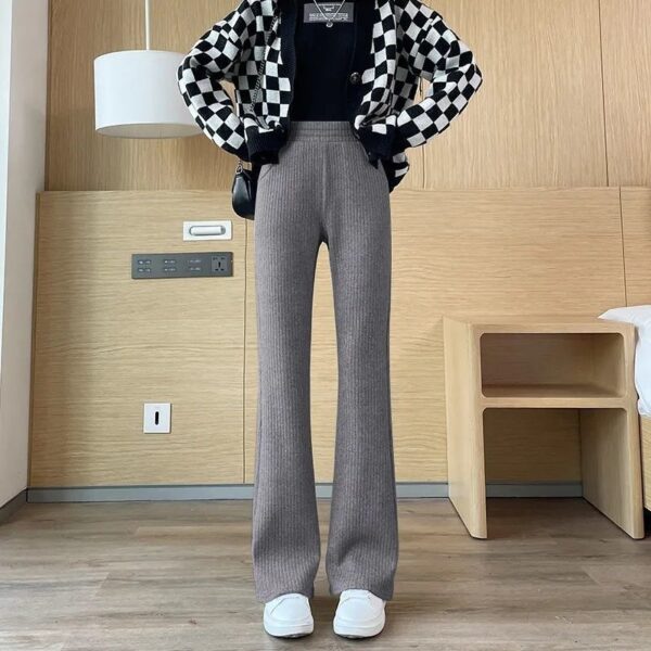 All-matching Straight Casual Fleece And Thick Slightly Flared Wide-leg Pants For Women - Image 7