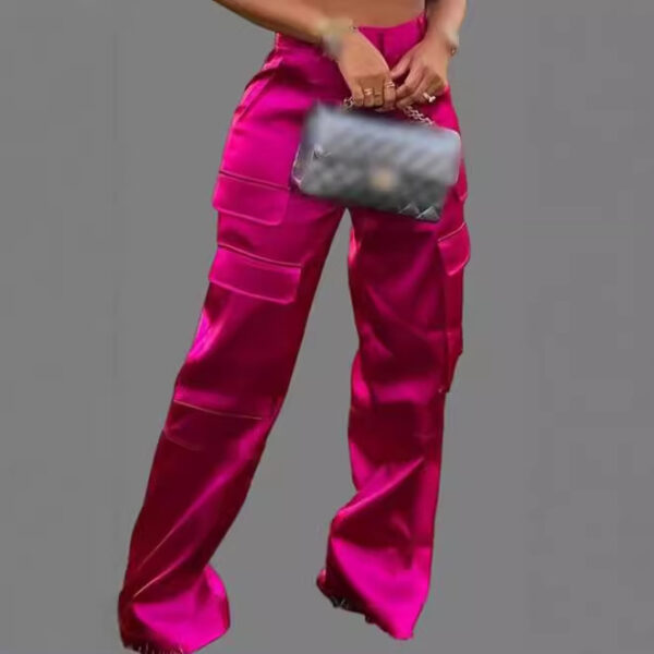 Fashion Casual Zipper Solid Color Multi-pocket Straight-leg Pants - Image 6