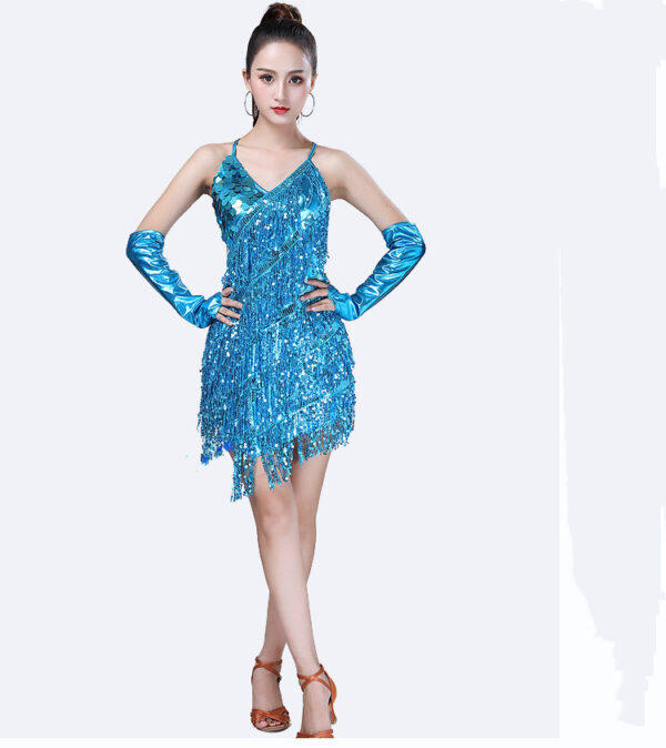 New Fringed Skirt Latin Dance Skirt Sequin Dance Dress Stage Performance - Image 8