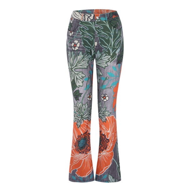 Imitation Jeans Plus Size Women's Casual Pants Floral Thin Trousers - Image 4