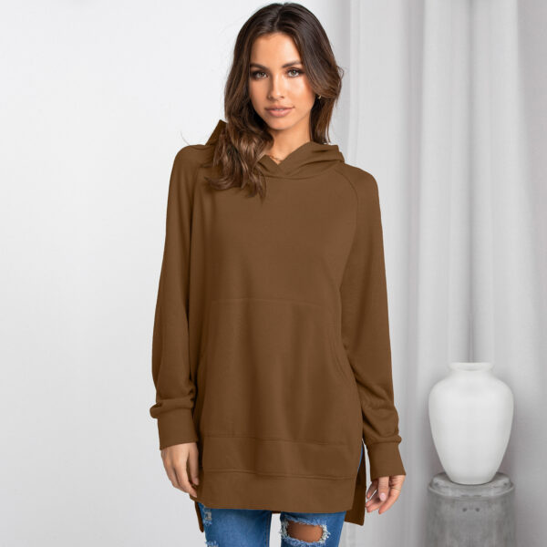 Women's Fashion Hooded Pullover Solid Color Sweatshirt Top - Image 3