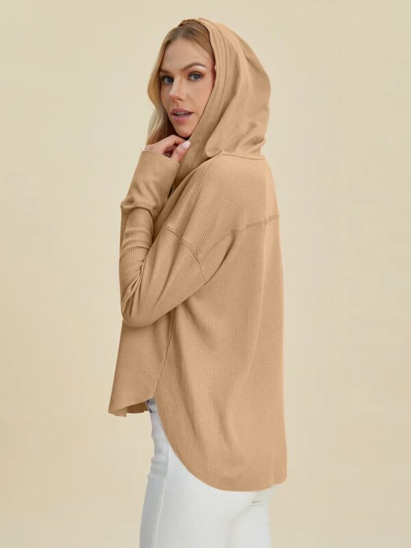 Double Take Full Size High-Low Dropped Shoulder Long Sleeve Hoodie - Image 3