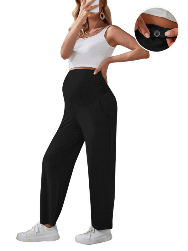 New Female Pregnant Women Straight-leg Pants Loose Clinch Adjustable Plus Size - Image 7
