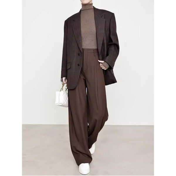Draped Suit Pants Maillard Wide-leg Pants - Image 5