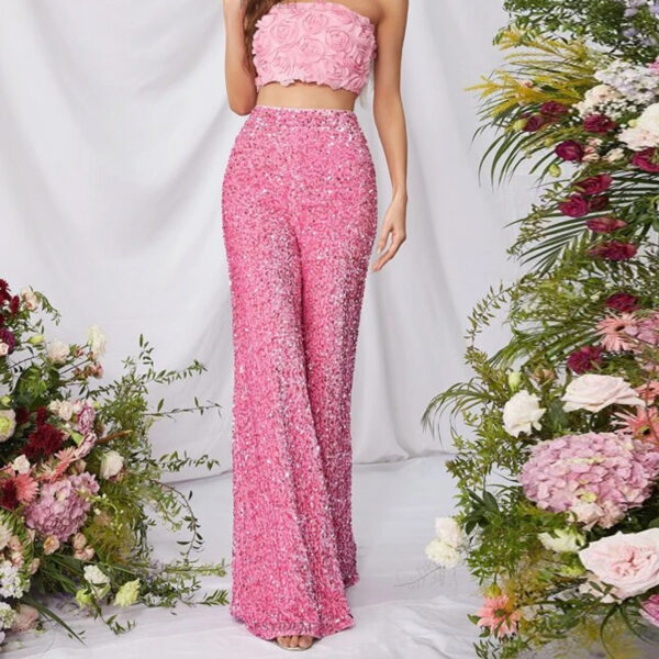 European And American Pure Color Sequins Fashion Casual Wide-leg Pants For Women - Image 8