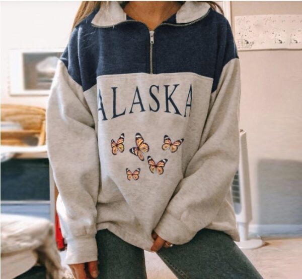 Women's Fashion Zip Print Long Sleeve Sweatshirt - Image 2
