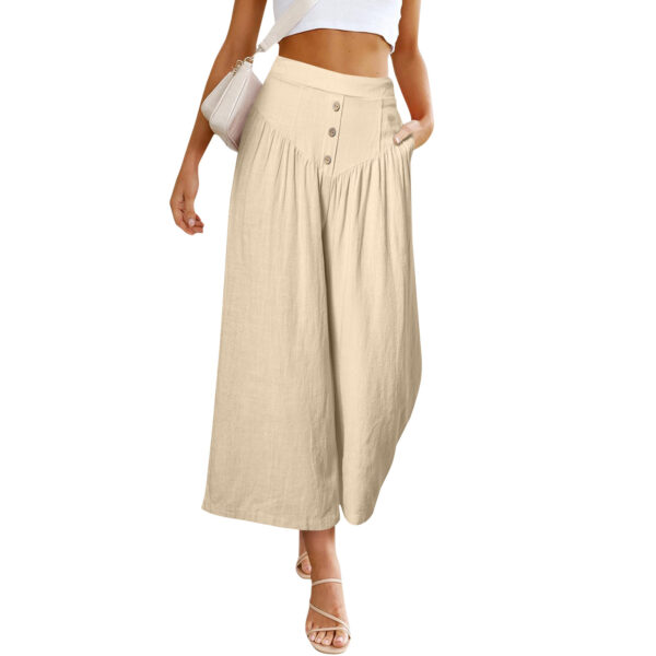 European And American Lazy Relaxed Casual Wide Leg High Waist Women's Cropped Pants - Image 8