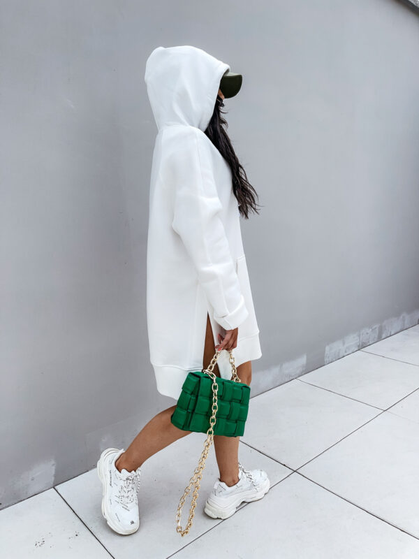 Long Sleeve Solid Color Pullover Hooded Drawstring Sweatshirt Women's - Image 3