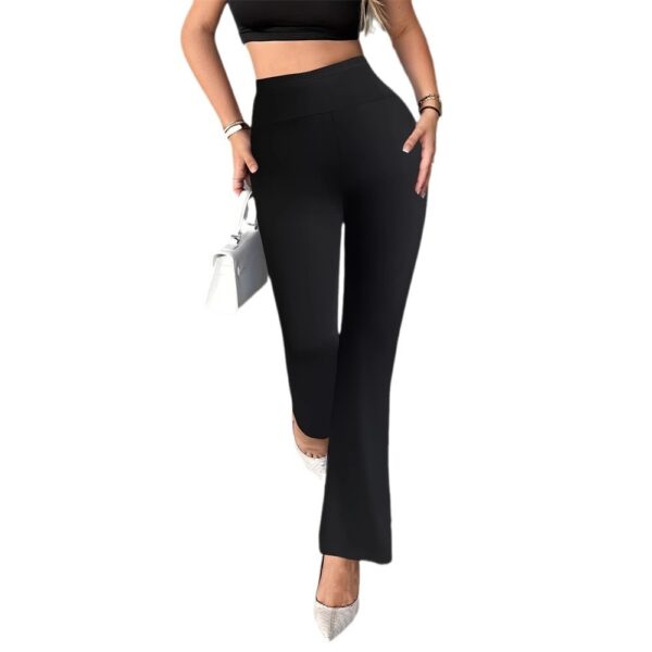 Punk Lace Stitching High Waist Slim Fit Bell-bottom Pants - Image 2